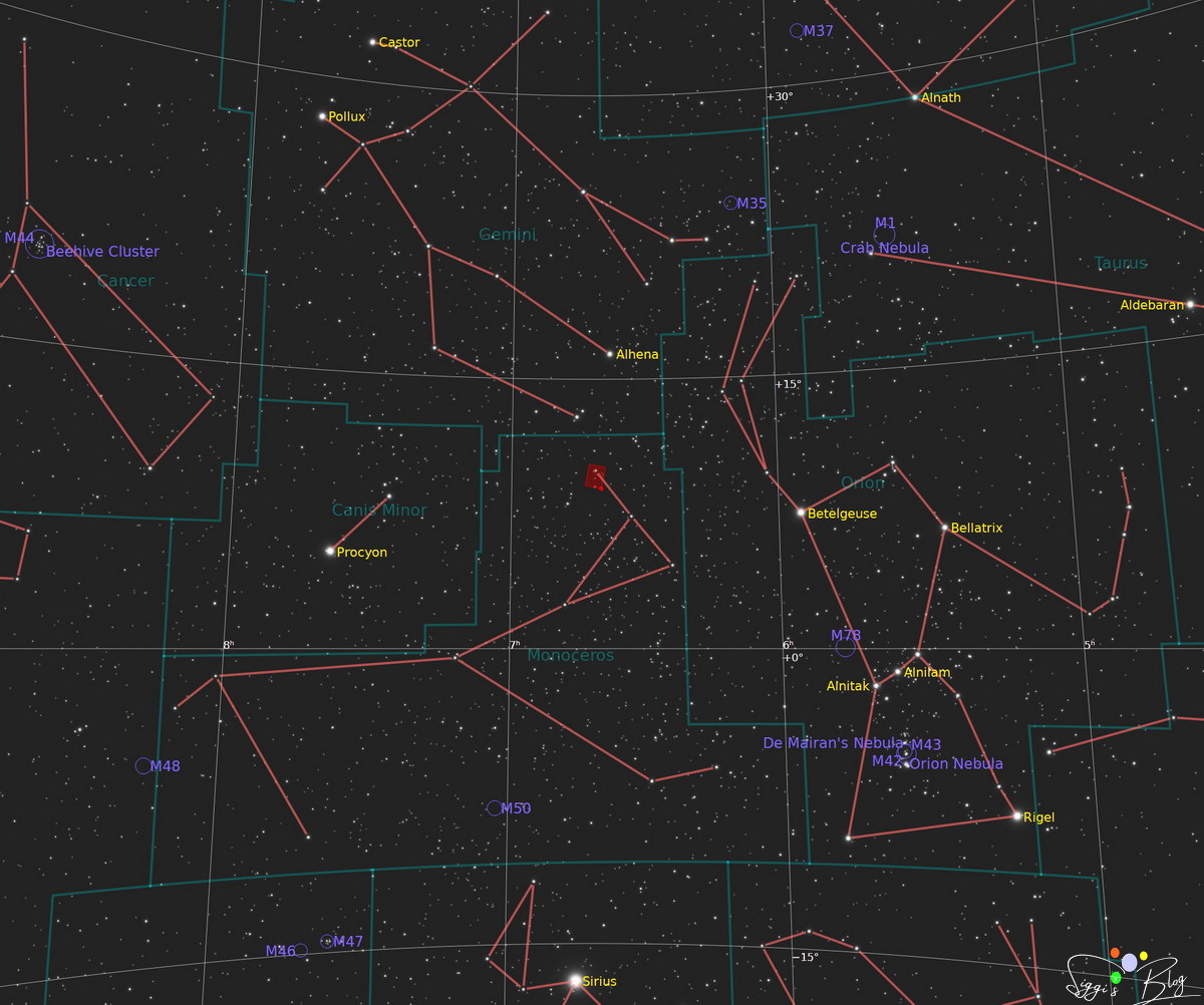 Aufsuchkarte NGC2264 Weihnachtsbaumhaufen