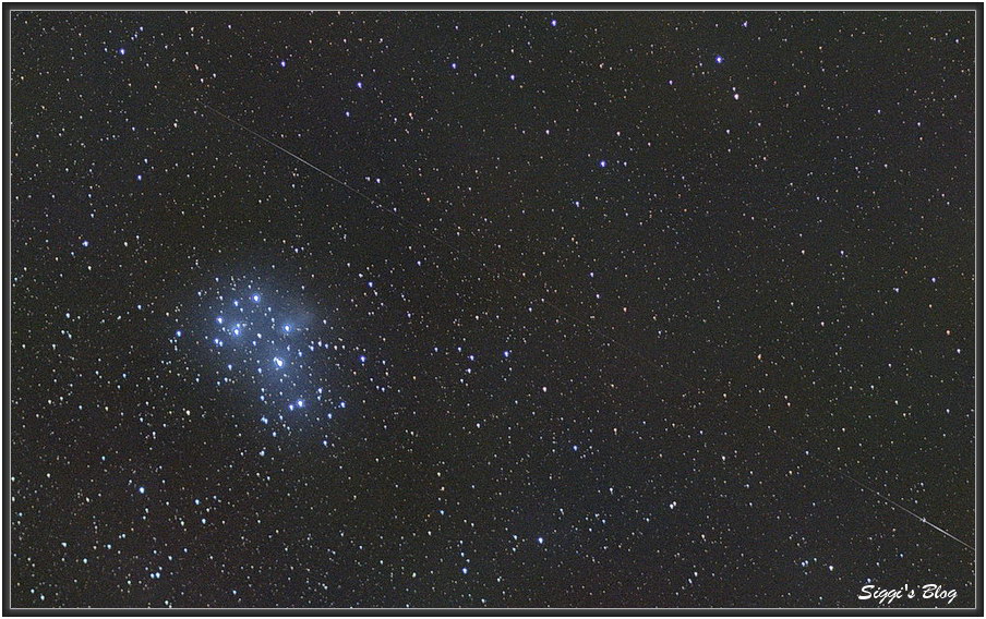 160114 Satellit und M45 160114 Satellit und M45