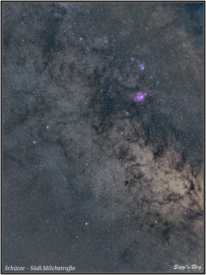 160807 Südliche Milchstraße Sternbild Schütze mit M8 und M20 160807 Südliche Milchstraße Sternbild Schütze mit M8 und M20