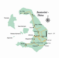 &Uuml;bersichtskarte - Map of Thira - Kyclades / Greece